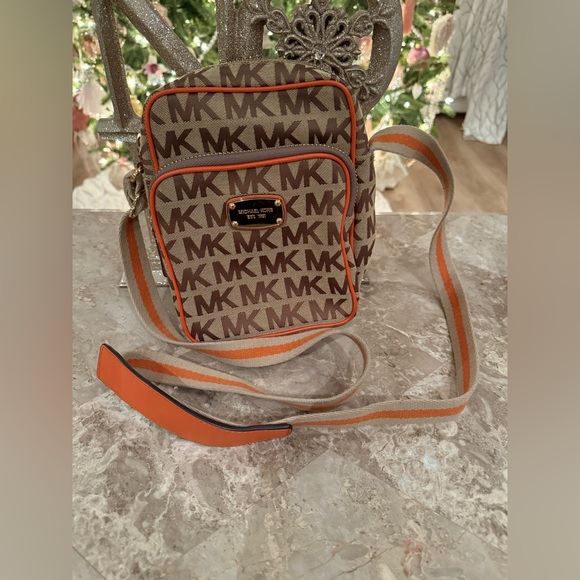 Michael Kors Brown and Orange Signature Flight Crossbody Bag - Picture 3 of 15